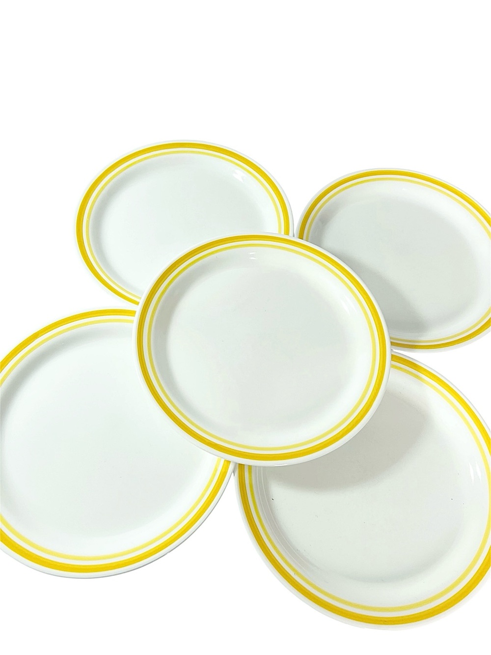 Vintage Corelle Citrus luncheon plates set of 5 yellow band stripe 8.5”